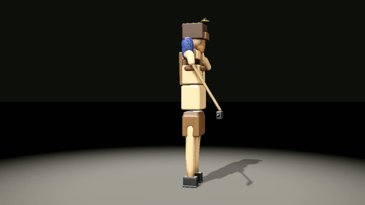 Claude Haiku 4.5's miner on the turntable: a figure of stacked blocks holding a pickaxe.